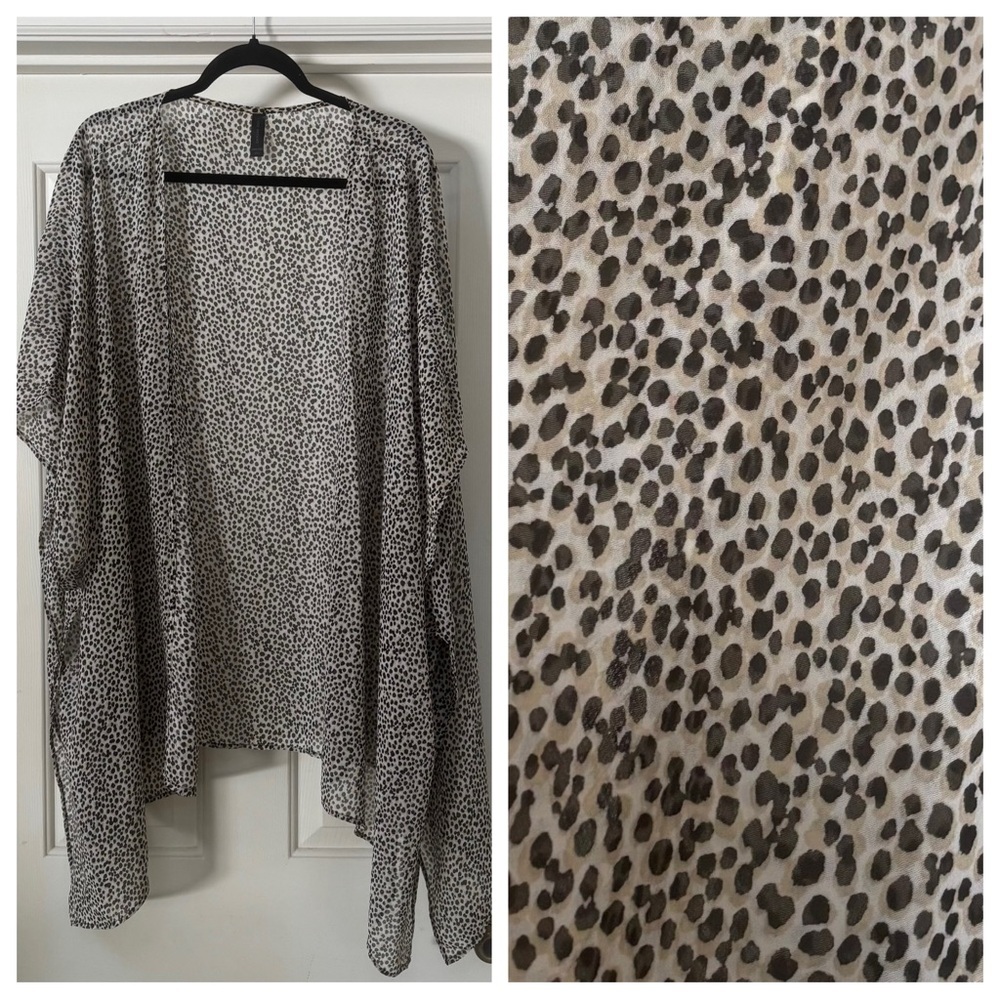 Lane Bryant Speckled Print Kimono Duster One Size Sheer Open Front Boho Layering